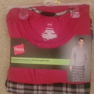 Long sleeve Hanes Henley set